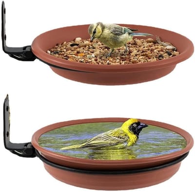 Boomvoederhuis voor vogels met bad en eekhoornvoeder, geschikt voor houten hekken, bomen en muren - 2 potten en 2 accessoires inbegrepen