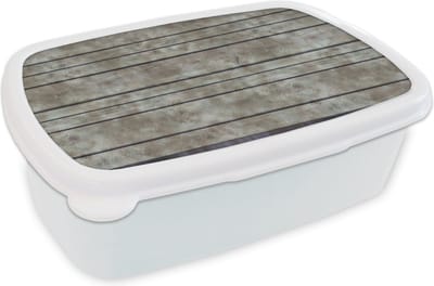 Broodtrommel Wit - Lunchbox - Brooddoos - Retro - Plank - Patronen - 18x12x6 cm - Volwassenen