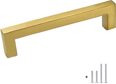 Handgreep Goud 23,6 cm - Hartafstand 224mm - Vierkant - inclusief bevestigingsbouten - Handgrepen Kast - Meubelhandvat - Landelijke greep - Keukengreep - Hand Grepen - Keukenkastjes