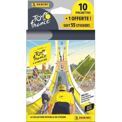 Blister - PANINI - TOUR DE FRANCE 2025 - 10 pochettes + 1 offerte - 55 stickers