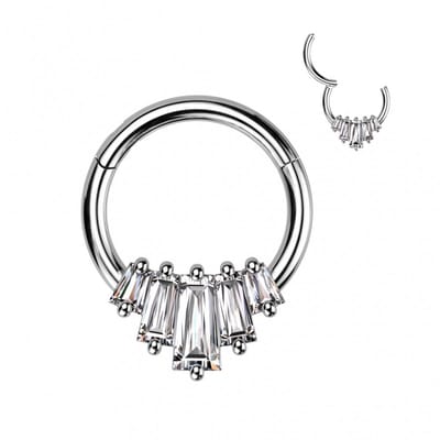 Piercing PVD 5 Baguette 1.2x10 - zilver - LMPiercings