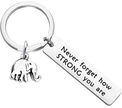 Hypify - Sleutelhanger Olifant met Tekst - Zilver - Motivatie