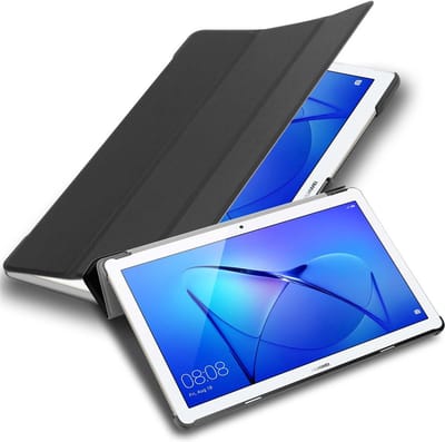 Cadorabo Tablet Hoesje geschikt voor Huawei MediaPad T3 10 (9.6 Zoll) in SATIJN ZWART - Ultra dun beschermend geval ZONDER automatische Wake Up en Stand functie Book Case Cover Etui