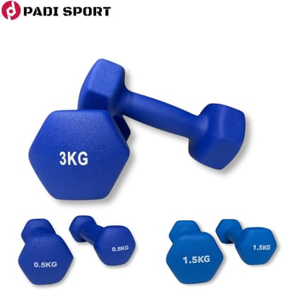 Padisport dumbells blauw 0,5 en 1,5 en 3 kg - dumbells 3 kg - gewichten set halters - gewichten set - gewichten set dumbbell - dumbells set - dumbells - dumbbells - halters - dumbell - fitness gewichten - Gewichten - dumbellset - gewichtjes set