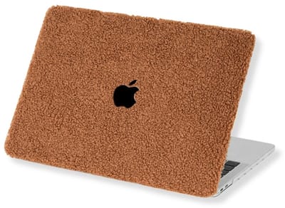 Lunso Geschikt voor MacBook Air 13 inch (2018-2020) cover hoes - case - Teddy Puffy Bruin