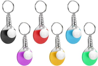 Tafeltennisracket Sleutelhanger - Sleutelhanger Decoratie - Tas Versieren - Metaal Rubber Materiaal - 6.5 cm Lengte