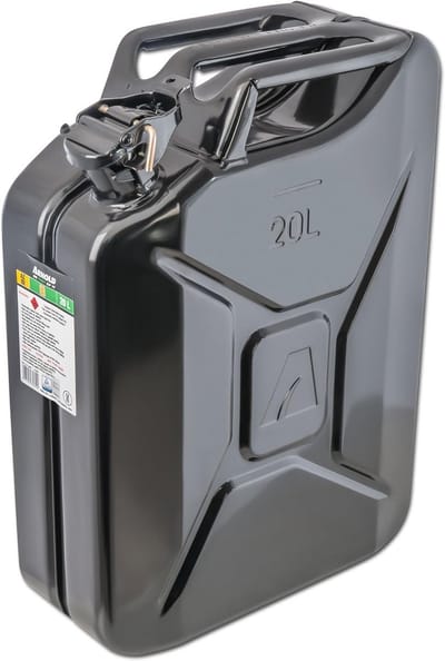 Metalen Jerrycan 20L - Zwart, Corrosiebestendig, TÜV/GS-gecertificeerd