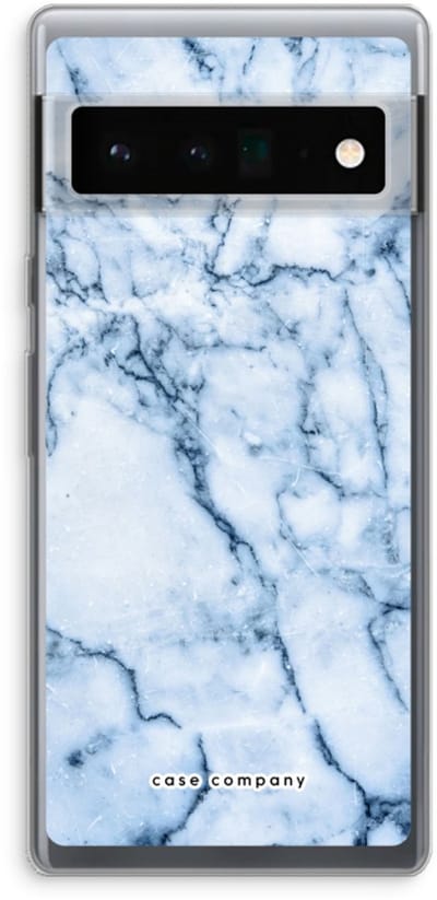 Case Company® - Hoesje geschikt voor Google Pixel 6 Pro hoesje - Blauw marmer - Soft Cover Telefoonhoesje - Bescherming aan alle Kanten en Schermrand