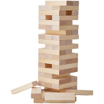 Jeu de blocs en bois à empiler 60 blocs Tour géante à faire tomber Sac en bois de pin