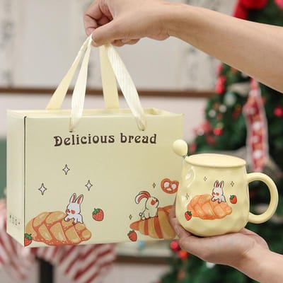 Roze Kop Praktische Kleine Cadeaus voor Klanten Winkelopening Cadeaus voor Keramische Mok Souvenir Cadeaudoos 400ml