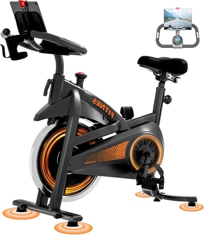 CURSOR FITNESS Heimtrainer Fahrrad, Leiser Riemenantrieb-Stationärfahrrad für zu Hause mit 0-100 Widerstandsstufen & App, 300LB Hochstahl-Trainingsfahrrad