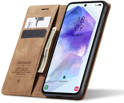 CaseMania Bookcase hoesje geschikt voor Samsung Galaxy S26 - Effen Bruin - Kunstleer