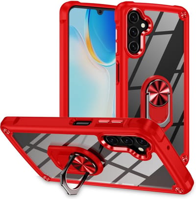Coverup Hoesje - Geschikt voor Samsung Galaxy A16 5G Hoesje - Coverup ShockProof Transparant Ring Kickstand Back Cover - Rood