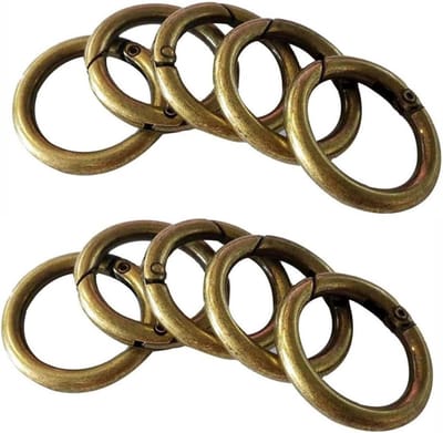 10x Ronde Karabijnhaak 38mm Metaal voor Sleutelhangers, Tassen en Knutselprojecten (Bronskleur)