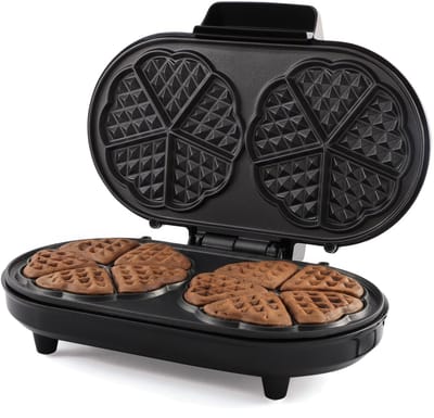 Heinner Copper Crown HWF-100CR Wafelijzer – 1000 W – Anti-aanbakplaten – Dubbele Wafelplaat – Instelbare Temperatuurknop – Cool-Touch Handgreep – Zwart/Koper