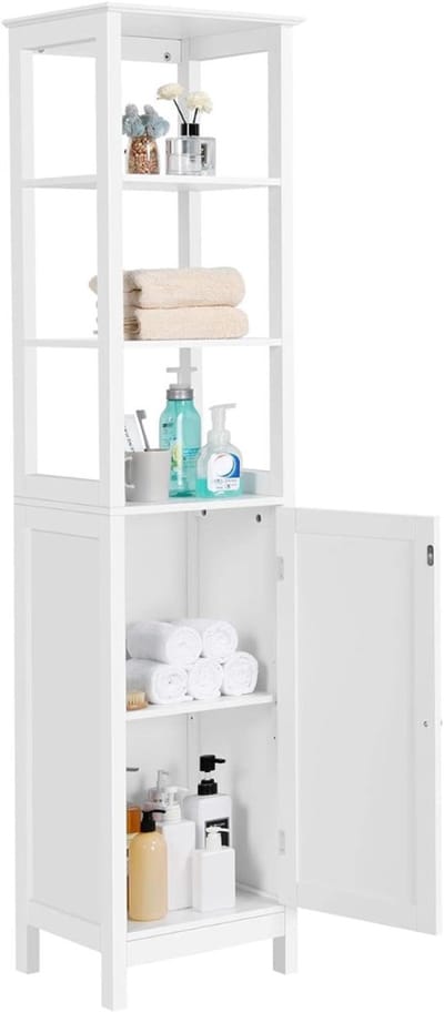SAVI® Kolomkast Staand - Opbergkast - Kast - wit - 32cm x 40cm x 160cm