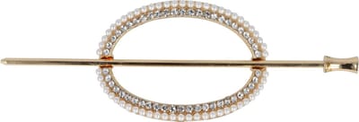 Haarsoires Haarspeld Haarclip - Pin Cuff - Ovaal Parel Strass - Goud Wit Zilver - Stijlvol & Trendy Haaraccessoire - Hair Clip - Decoratieve Haaraccessoire