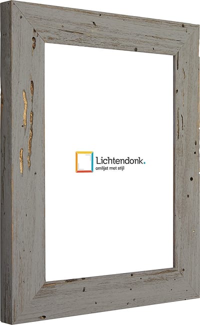 Fotolijst - Fotokader Grijs Verouderd Hout - met echte houtworm gaatjes - Fotomaat 10x15 - Helder glas - Art.nr. 1009968410152