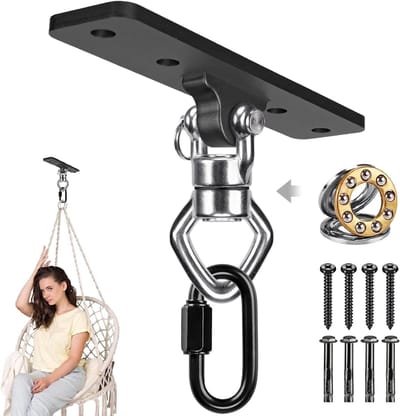 1000lbs Draagvermogen Plafondhanger, RVS Hanger voor Hangstoel, Aerial Silks, Bokszak en Gymnastiekringen met 360° Beweging