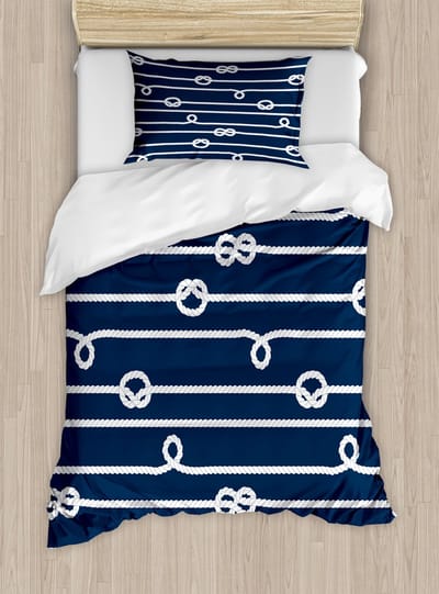 ABAKUHAUS marineblauwe dekbedovertrekset, hoogwaardige zachte en warme tweedelige dekbedovertrek met 1 kussensloop, eenpersoonsbed, blauw en wit