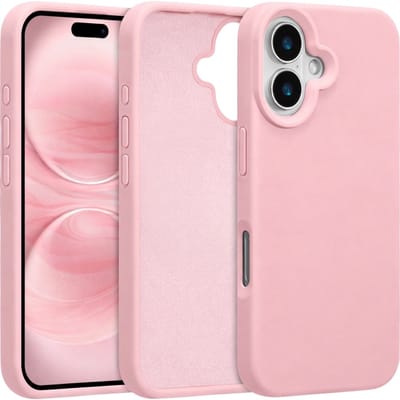Hoesje geschikt voor iPhone 16 Roze - Siliconen Liquid Shockproof Back cover voor iPhone 16 - Geschikt voor iPhone 16 Hoesje - Zijdezacht - Roze
