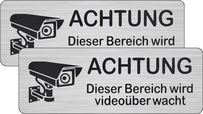 Bewakingsborden - Waarschuwingsstickers - Veiligheid Vergroten - Duurzaam Aluminium - 85x30mm - Zilver