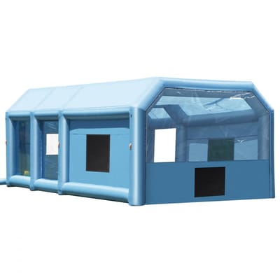 Opblaasbare Spuitcabine - Autospuittent - Afmeting 8 x 4,5 x 3 m - Dubbele Blowers 950 W + 750 W - Luchtfiltersysteem - Draagbaar - Voor Motoren en Middelgrote SUV's