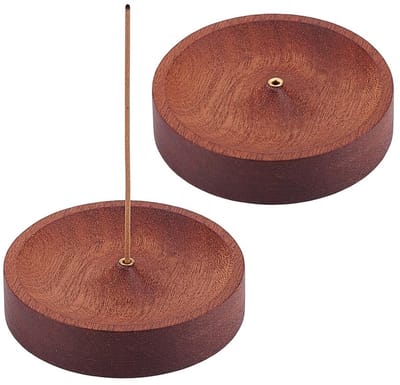 Dailygoods- Wierookhouder Houten - Ronde Wierookbrander - Wierookhouder voor Sticks - Decoratie voor Yoga/Meditatie - 67mm Binnendiameter - Stevige Structuur