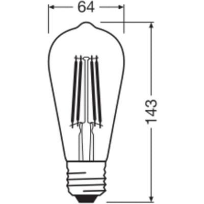 OSRAM LED Vintage 1906 Edison, goud, E27, 7,2 W, 824, dimbaar.
