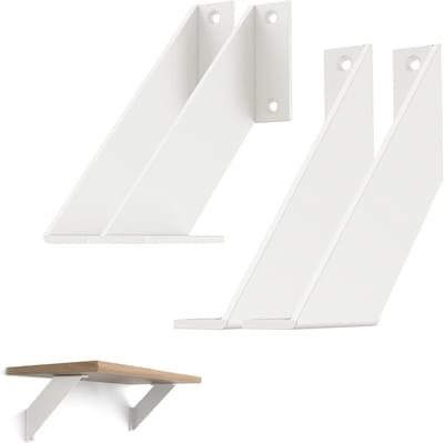 Stevige 90 Graden Wandplanksteunen van Wit Metaal, 10 cm, Set van 4 - Ideaal voor Plankbevestiging en Ondersteuning