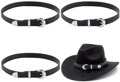 Dailygoody - Hoedenband - Cowboy Hoedenband - Verstelbaar - Zwart - Decoratieve Hoedenband - Geschikt voor Mannen en Vrouwen - 3 Stuks