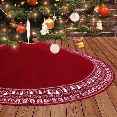 Grote Kerstboomrok van 90 cm, Dikke Kabelgebreide Boomrok met Sneeuwvlokpatroon voor Feestelijke Kerstdecoratie en Kerstfeest