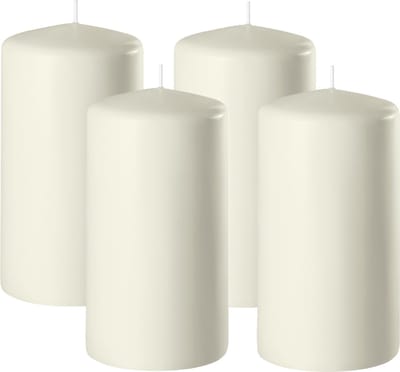 Enlightening Candles Cilinderkaars/stompkaars - 4x - ivoor wit - D6 x H10 cm - 36 branduren - Dikke kaarsen - Voor kandelaar of plateau