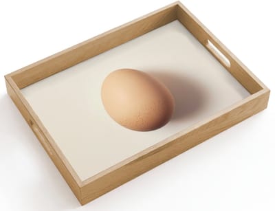 Dienblad hout 40x30 cm - Schootdienblad - Ei - Beige - Ovaal - Egaal - Borrelplank rechthoek - Plateau dienbladen