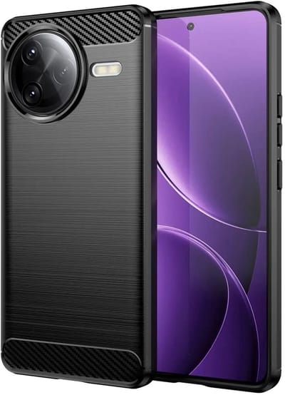 Geborsteld TPU Hoesje Geschikt voor Xiaomi Poco F7 Ultra | Beschermhoes | Back Cover | Flexibel TPU | Stijlvol Carbon | Dun | Zwart