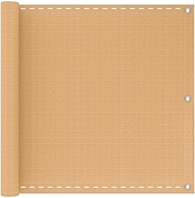 vidaXL - Balkonscherm - Zand - 75 - x - 300 - cm - HDPE - en - Aluminium