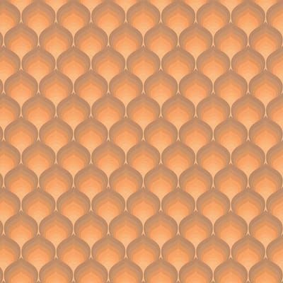 Retro behang Profhome 395384-GU vliesbehang hardvinyl warmdruk in reliëf licht gestructureerd met grafisch patroon mat bruin oranjegeel okerbruin 4,5 m2