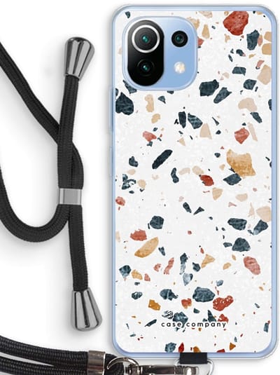 Case Company® - Hoesje met koord geschikt voor Xiaomi Mi 11 Lite hoesje met Koord - Terrazzo N°4 - Telefoonhoesje met Zwart Koord - Bescherming aan alle Kanten en Over de Schermrand