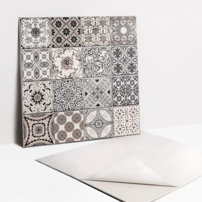 Tulup PVC Tegels - Decoratieve Tegels Vinyl Tegels - 30 cm x 30 cm - Grijs Vinyl Vloer Tegels - 9 stuks - Vintage Plaktegels - Zelfklevende Vinyl Tegels - Plaktegels keuken en Badkamer