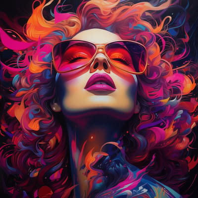 PINK SUMMER: 60x80cm Plexiglas Decoratie - Kunst - Vrouw - Kleurrijk - schoonheid - Woninginrichting
