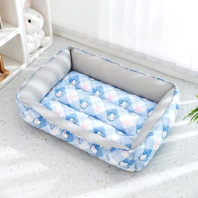 Niche pour chien printemps et été, entièrement imprimée, respirante et douce, pour chiens et chats de petite et moyenne taille, niche universelle quatre saisons pour animaux de compagnie S  35*45cm white