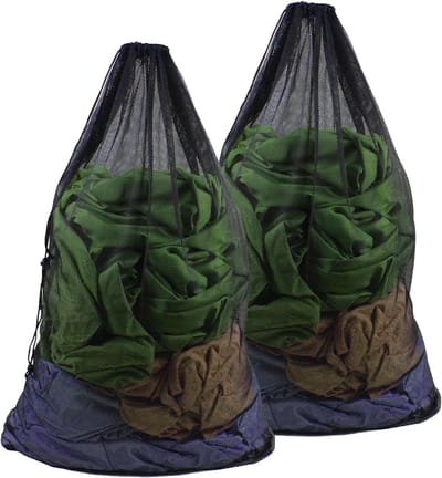 Grote Waszakken voor de Wasmachine 60 x 90 cm - Herbruikbare Wasnetten met Koordstopper voor Kleding en Dekbedhoezen (Zwart)