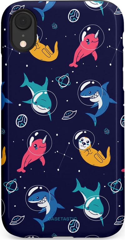 Casetastic Hoesje Geschikt voor Apple iPhone Xr - Stijlvolle Beschermende Duo-layer Case - Ruimte Oceaan Blauw