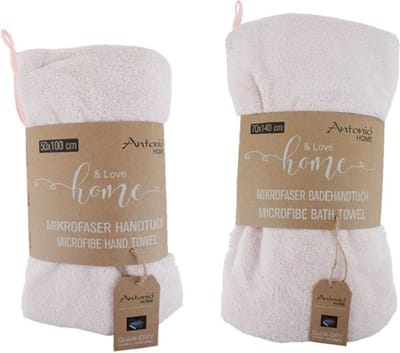 2 Delige handdoeken set - Microvezel handdoek 50x100 cm en 70x140 cm – Zachte sneldrogende handdoek – Roze