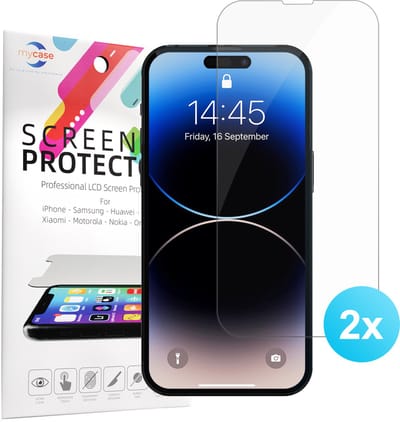 My Case geschikt voor iPhone 14/14 Pro screenprotector - 2 stuks beschermglas Tempered Glas Gehard