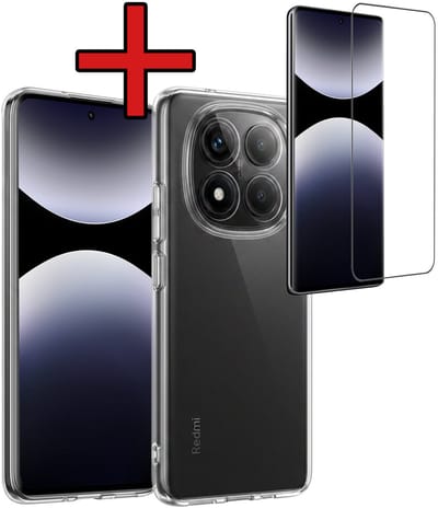 Hoesje - Met Screenprotector - Geschikt voor Xiaomi Redmi Note 14 Pro - Sterk & Shockproof - Telefoon Hoes - Back Cover - Siliconen Case - Telefoonhoes - Transparant