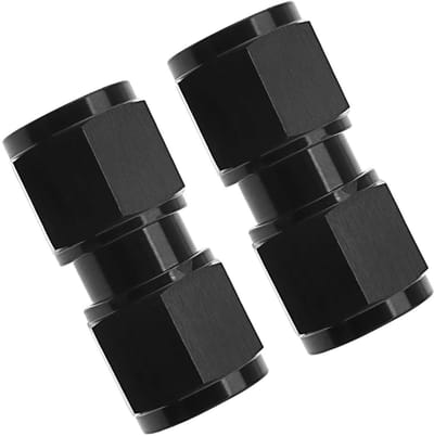 Dailygoody - AN-6 Union Connector - Brandstofslang Fitting Adapter - Zwart - Aluminium Koppelaar - Vrouwelijk naar Vrouwelijk - Ideaal voor vloeistoffen