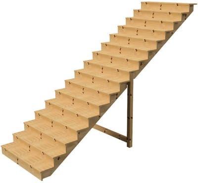 BERLIN Houten Buitentrap - 16 Gesloten Treden 275 cm Hoog - 120 cm Breed