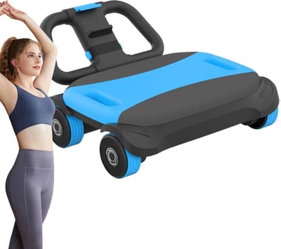 Buikwiel met terugslag - Core trainer wiel - Buikspier training - Automatische rebound functie - 4 Wiel ontwerp - Blauw