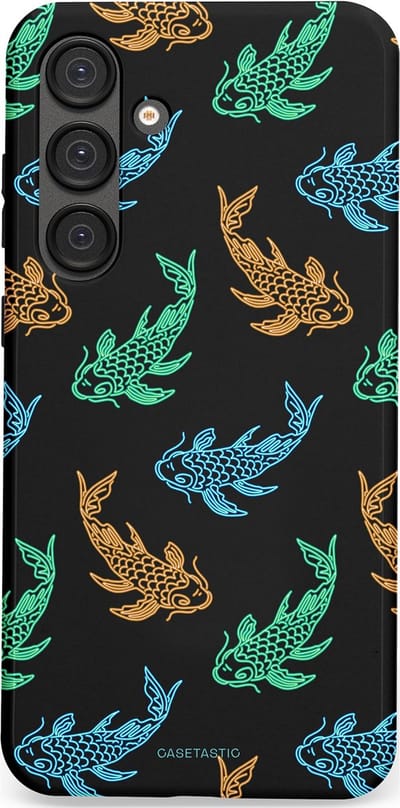 Casetastic hoesje geschikt voor Samsung Galaxy S25 Plus - Dubbellaagse bescherming - Neon Koi - Fashion Case - Zwart Petrol Donkergroen Bruin